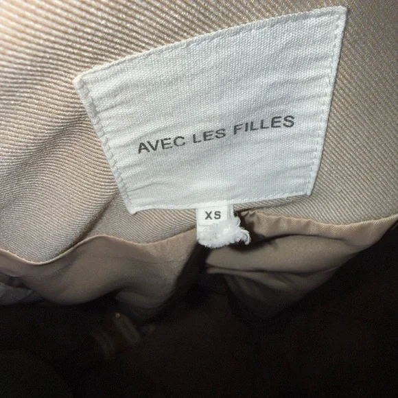 Avec Les Filles Beige Sleeveless Blazer Vest Tailored Minimalist Chic XS - Picture 4 of 6